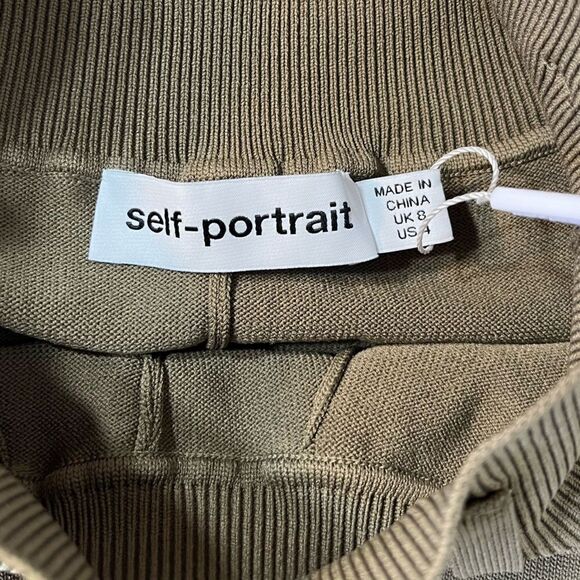 NEW Self-Portrait Khaki Knitted Joggers with Belt Size 4 - Picture 7 of 13